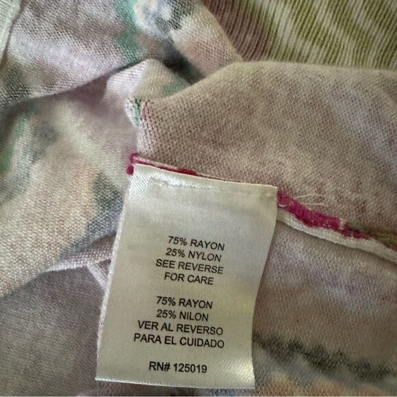 Joesph A. Pink & Green Abstract Print Button Front Cardigan Sweater Size Medium - Picture 5 of 6
